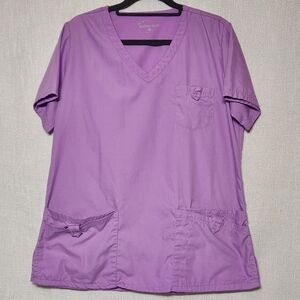 BUTTER Soft Scrubs Top Purple Women's Medium Pockets